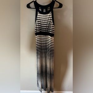 Blue and white striped dress